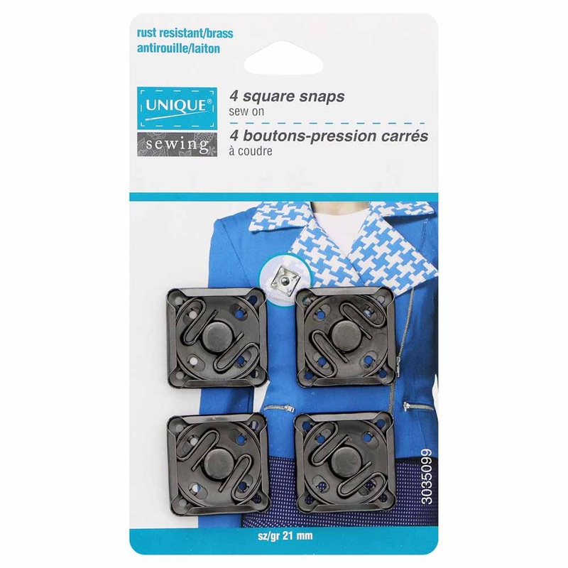 UNIQUE SEWING Square Snap Fasteners – 21mm () – Gunmetal – 4 sets