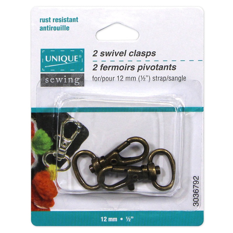 UNIQUE SEWING Swivel Hooks – 12mm () – Antique Gold – 2 pcs.