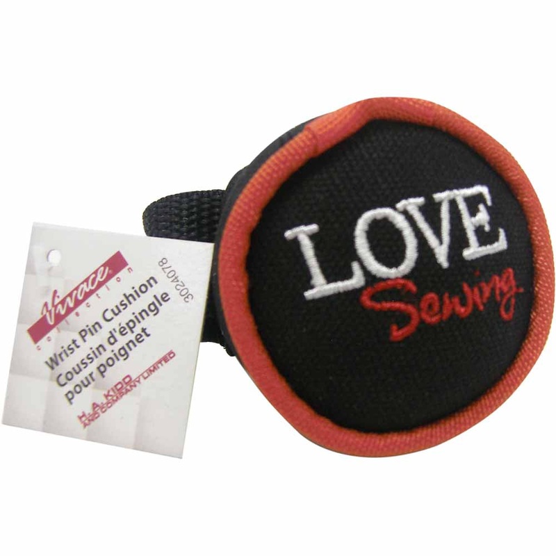 VIVACE Wrist Pin Cushion Canvas Love Sewing Black