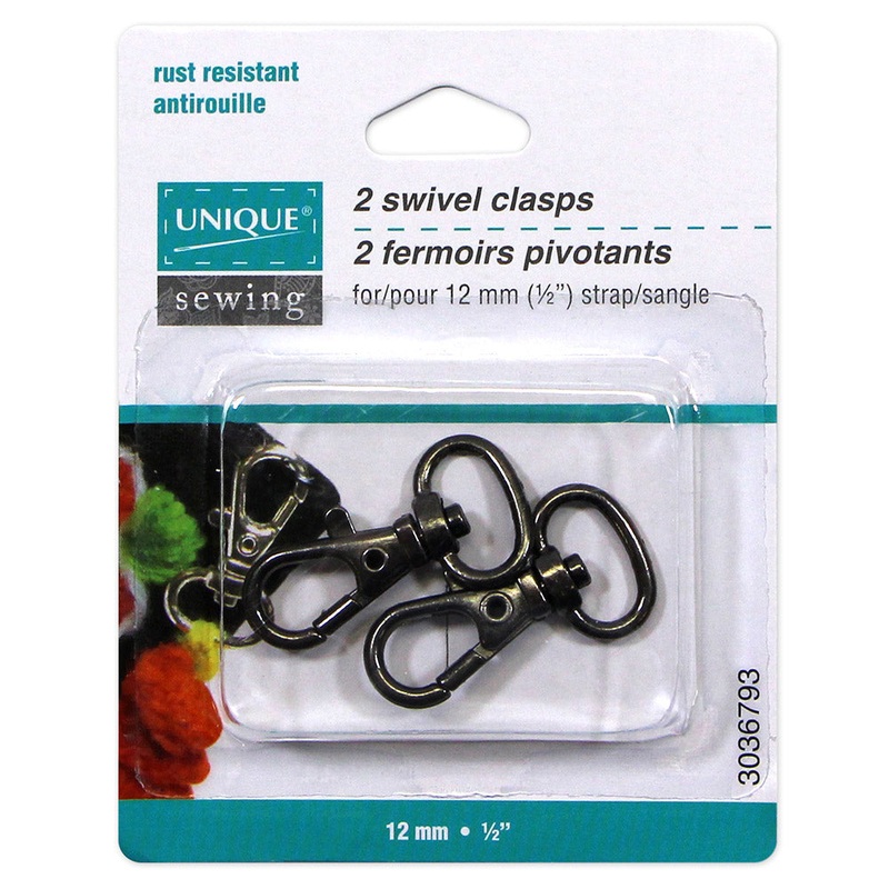 UNIQUE SEWING Swivel Hooks – 12mm () – Gunmetal – 2 pcs.