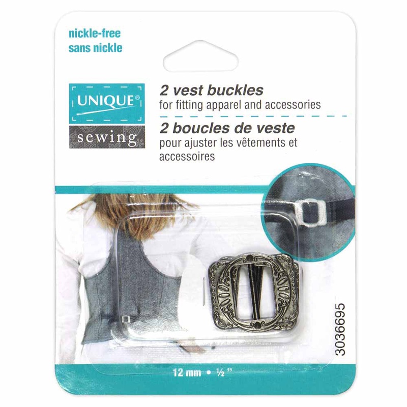 UNIQUE SEWING Vest Buckles – 12mm () – Gunmetal –  2 pcs