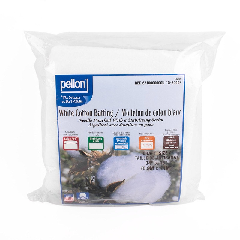White Cotton Batting Needle Punched Craft Pack 34” X 45”