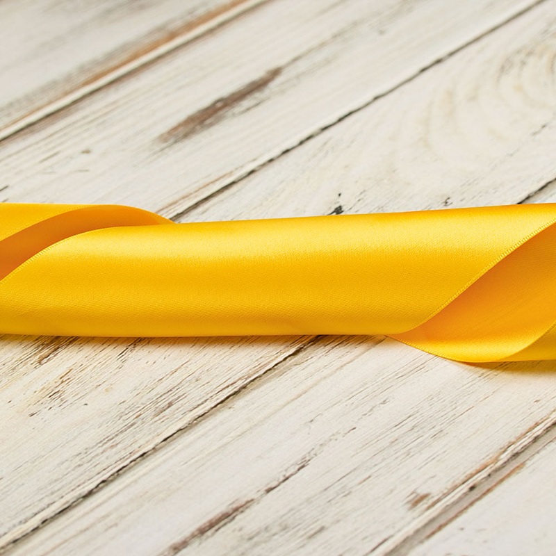 100mm Double Faced Satin Ribbon – Yellow