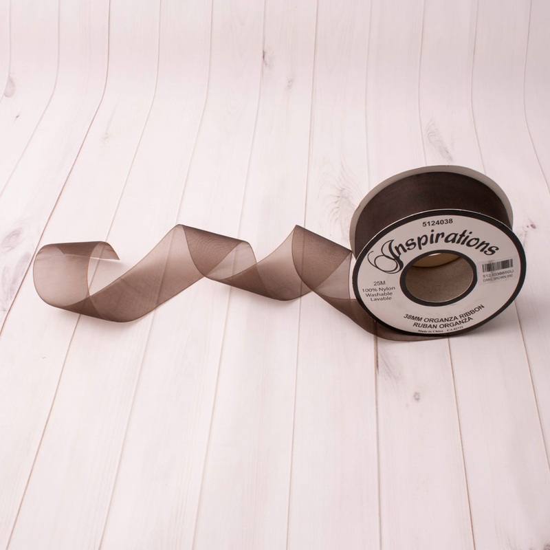 38mm Organza Ribbon – Dark Brown