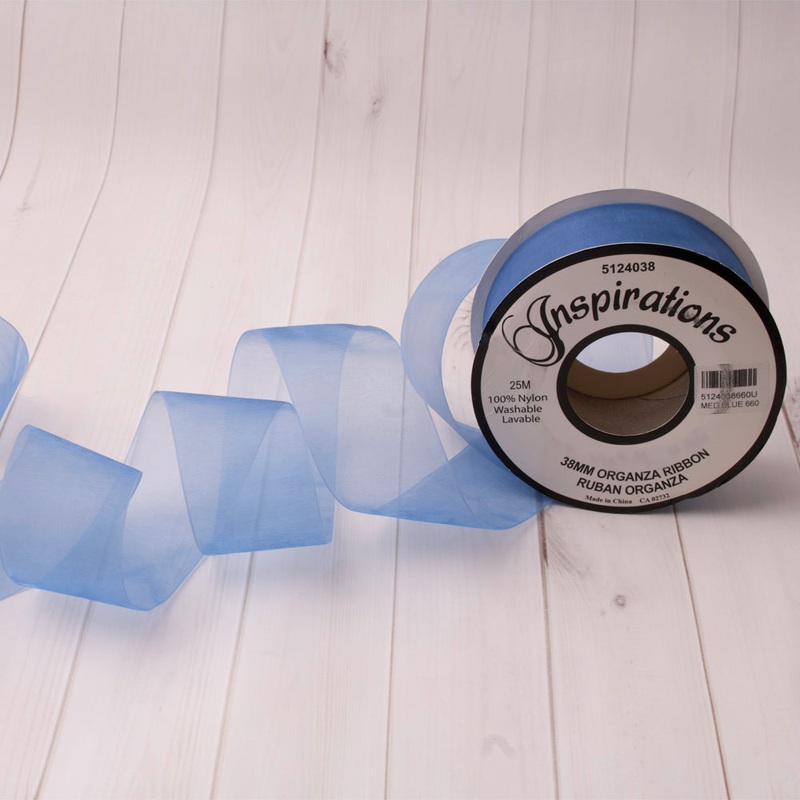 38mm Organza Ribbon – Medium Blue