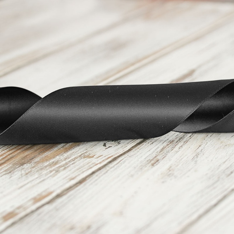 75mm Double Faced Satin Ribbon – Black