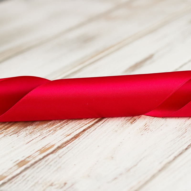 75mm Double Faced Satin Ribbon – Red