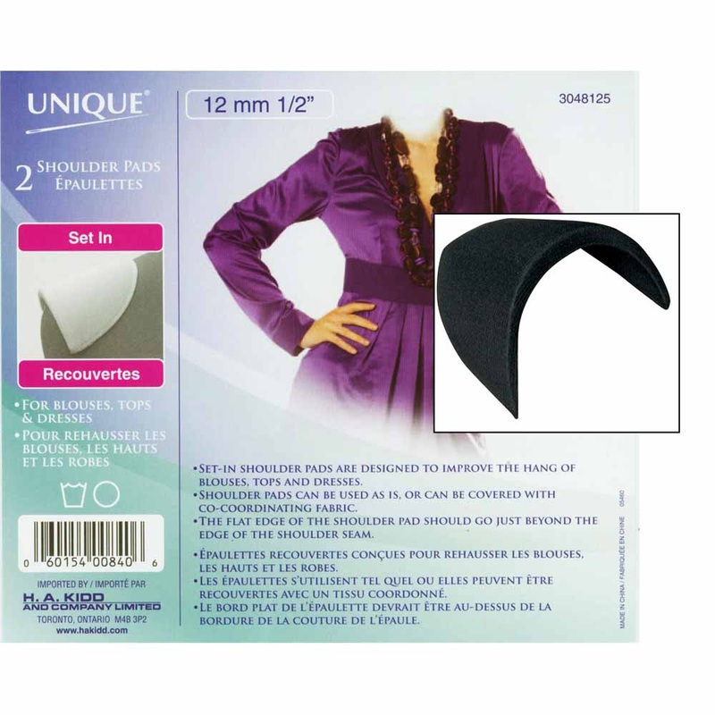 UNIQUE SEWING Shoulder Pads Medium Black – 12mm () – 2pcs