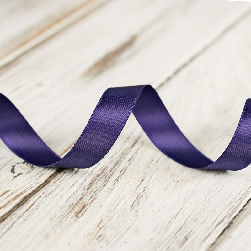 16mm Double Faced Satin Ribbon – Ink Blue