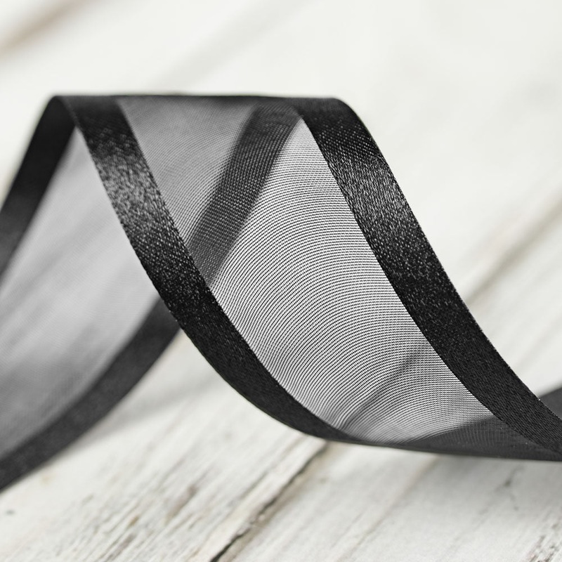 38mm Satin Edge Organza Ribbon – Black
