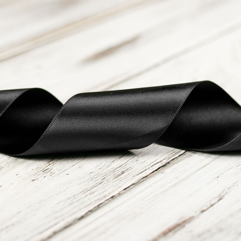 50mm Double Faced Satin Ribbon – Black
