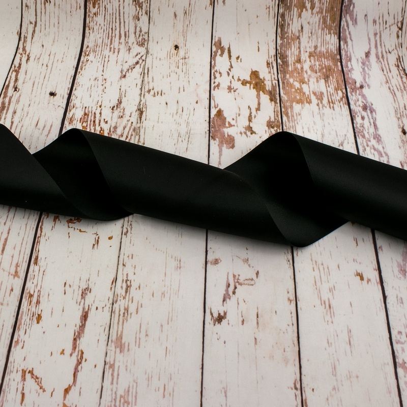 100mm Double Faced Satin Ribbon – Black