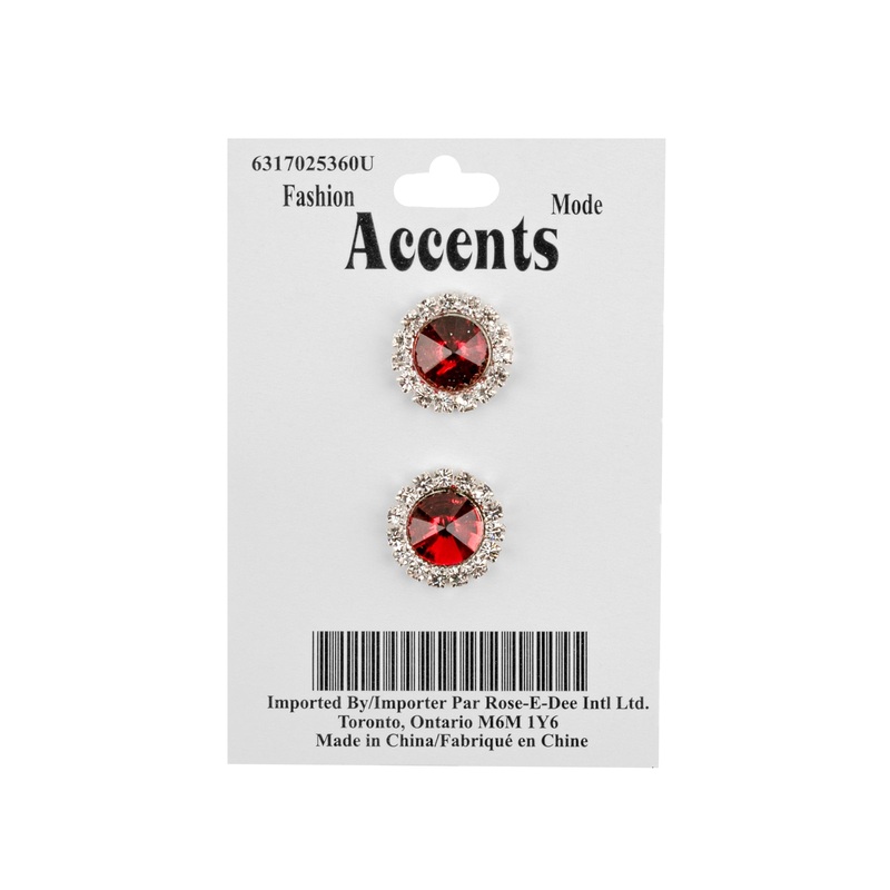 16MM RHINESTONE BUTTON – Dark Red