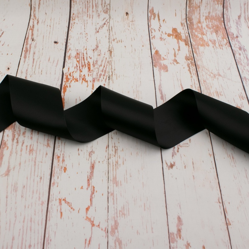 60mm Double Faced Satin Ribbon – Black