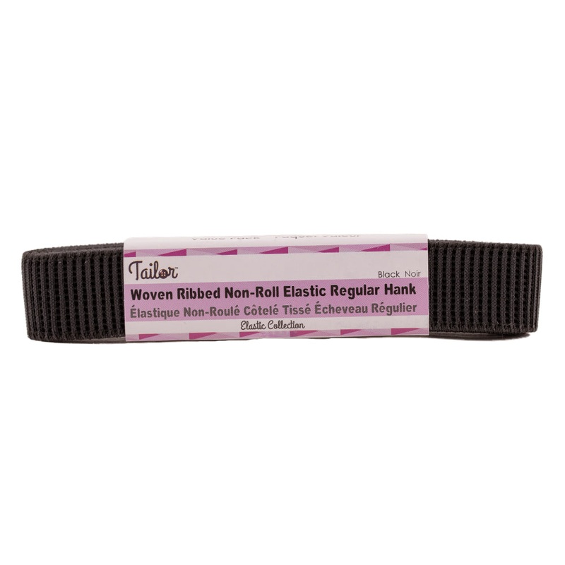 Woven Ribbed Non-Roll Elastic Regular Hank – 19MM x 0.90M -Black