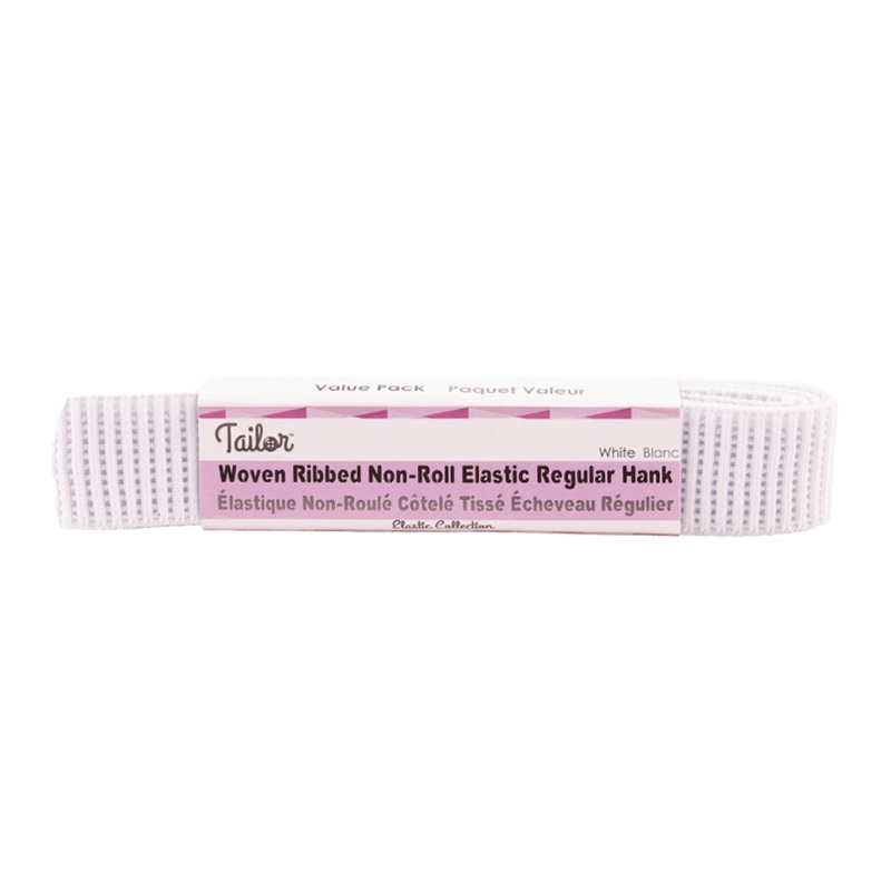Woven Ribbed Non-Roll Elastic Regular Hank – 19MM x 0.90M – White