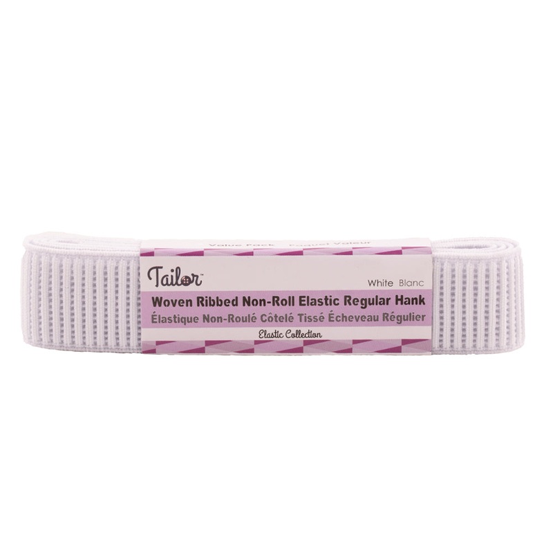 Woven Ribbed Non-Roll Elastic Regular Hank – 25MM x 0.90M – White