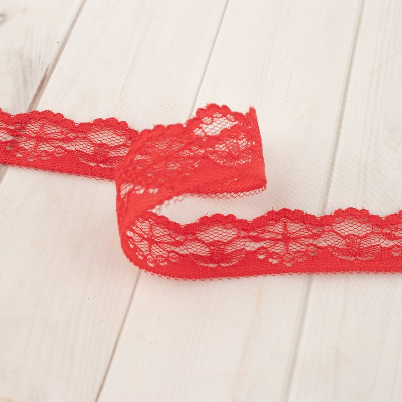 24mm Frilled Lace – Red