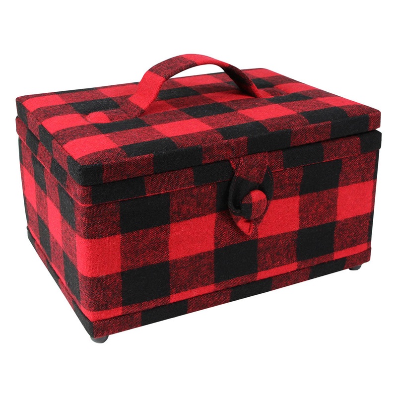 VIVACE Medium Sewing Basket – Red and Black Plaid
