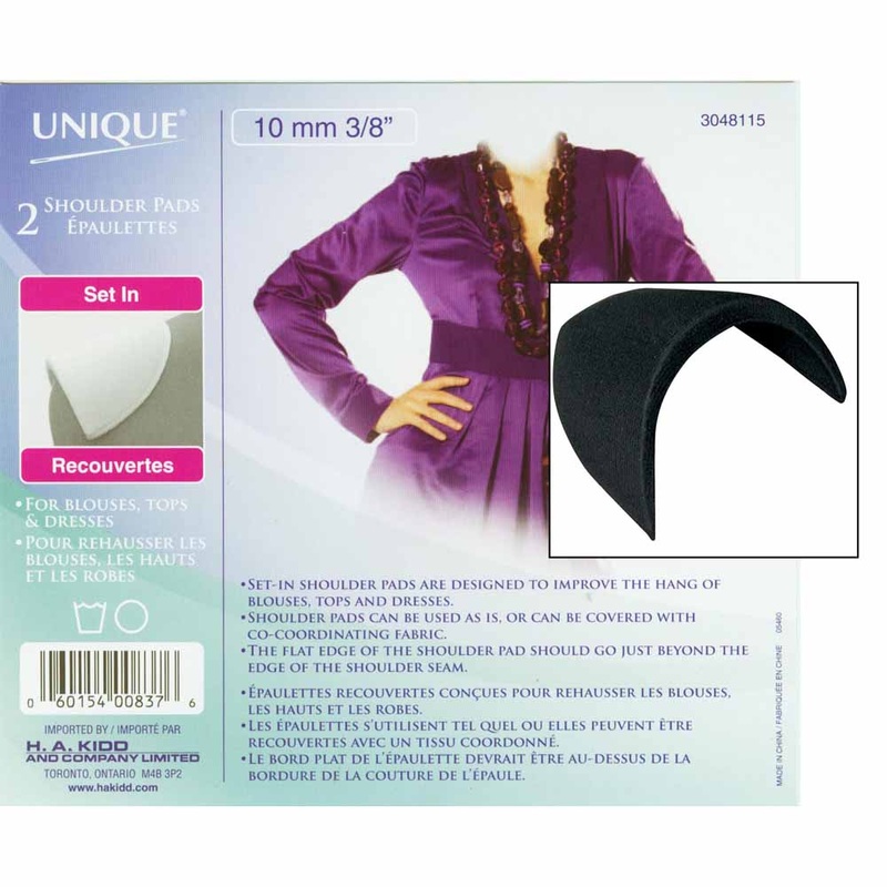 UNIQUE SEWING Shoulder Pads Small Black – 10mm ()- 2pcs