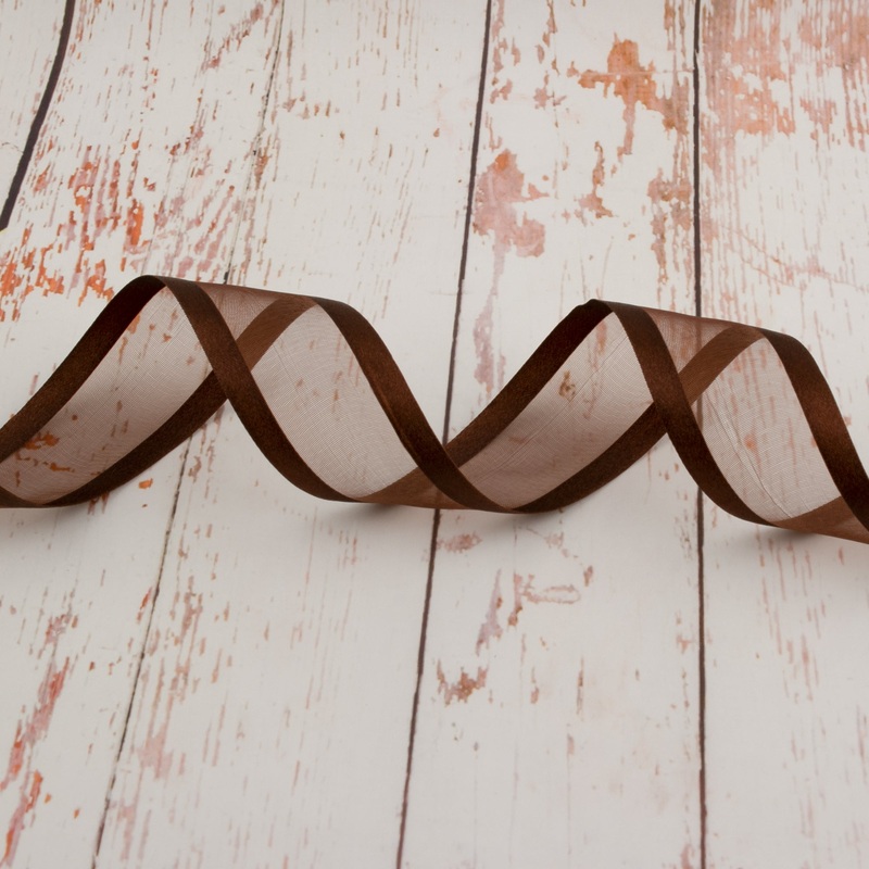 38mm Satin Edge Organza Ribbon – Dark Brown