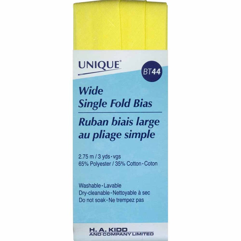UNIQUE Wide Single Fold Bias Tape 25mm x 2.75m – Lemon Ice