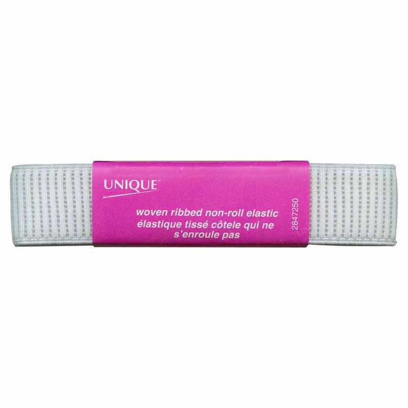 UNIQUE Woven Ribbed Elastic 25mm x 0.9m – White