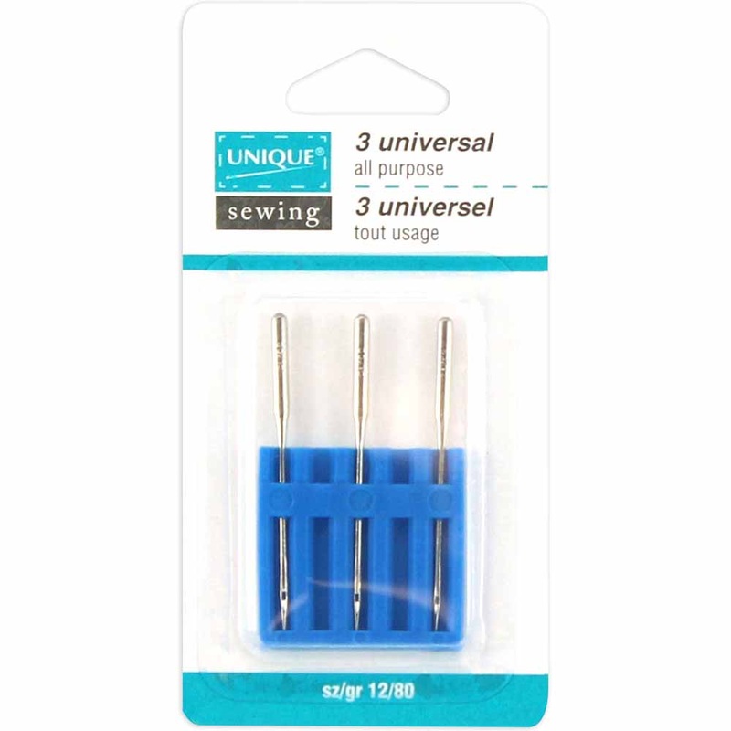 UNIQUE SEWING Universal Needles – size 80/12 – 3 count