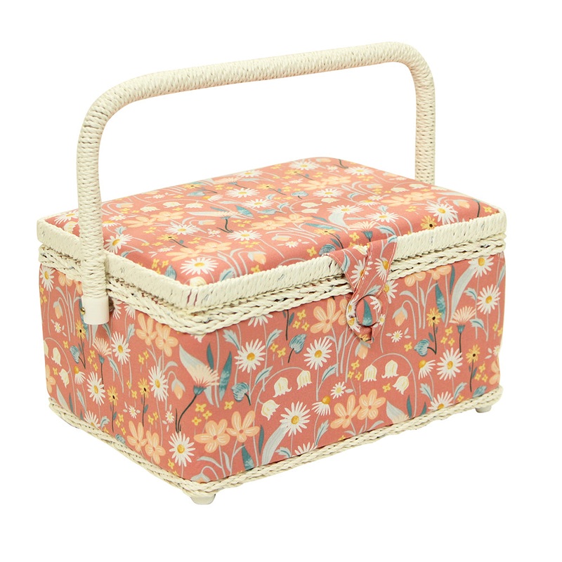 VIVACE Medium Sewing Basket – Floral Dark Pink