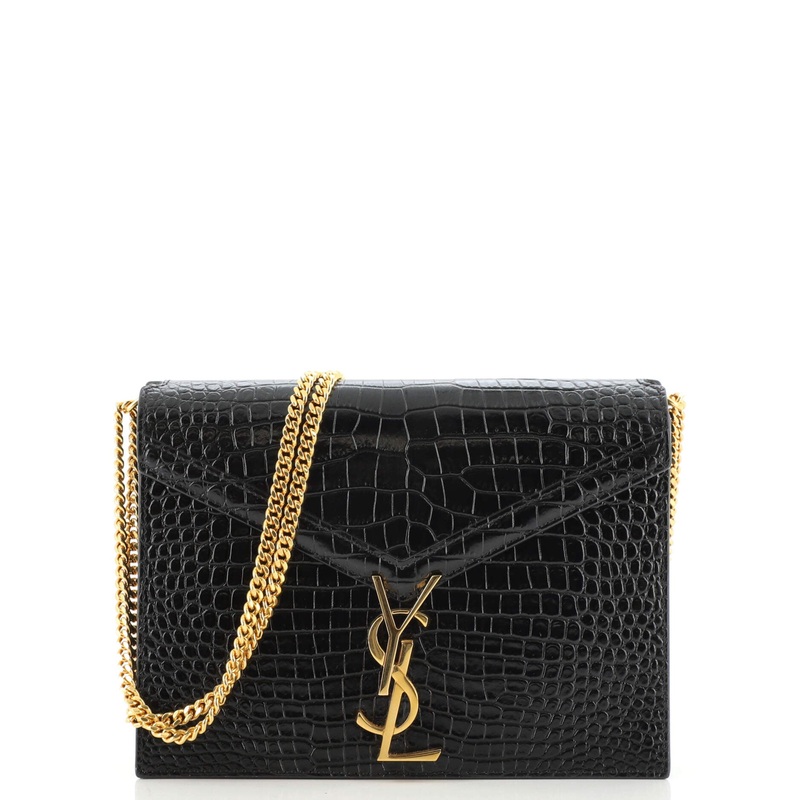 Cassandra Chain Shoulder Bag Crocodile Embossed Leather Small S744817048208