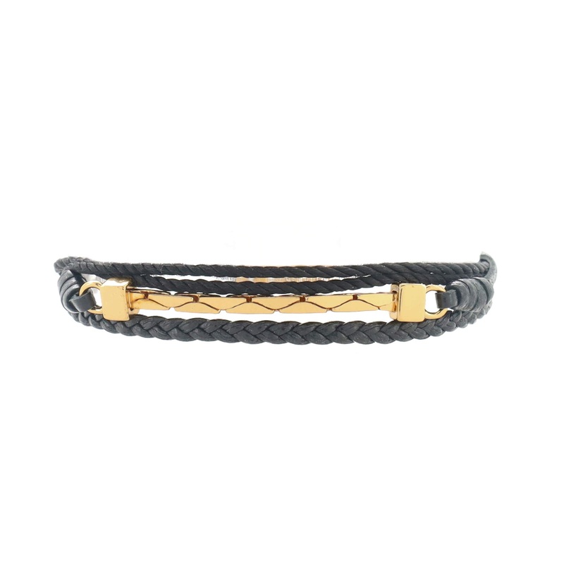 Braided Cobra Chain Bracelet Leather with Metal S744817043327