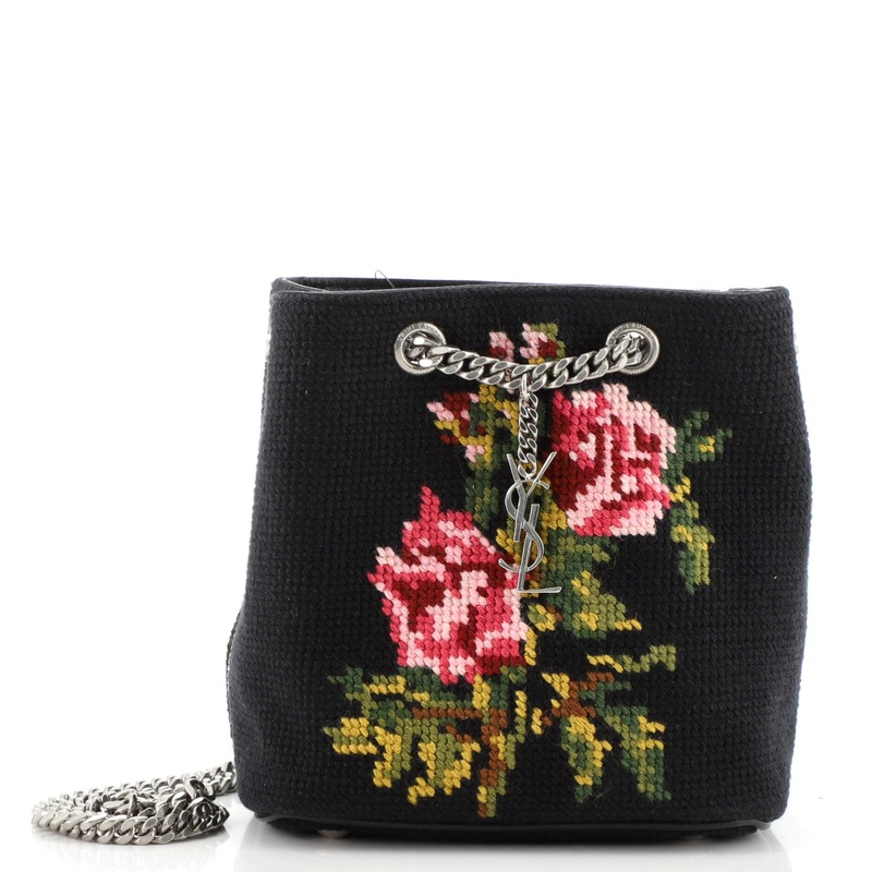 Emmanuelle Chain Bucket Bag Woven Fabric Baby