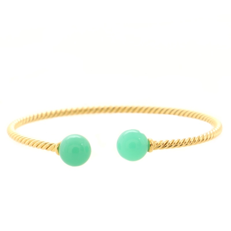 Solari Cuff Bracelet 18K Yellow Gold with Chrysoprase 9mm S744817046390