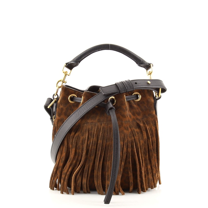 Fringe Emmanuelle Bucket Bag Printed Suede Small S744817038453