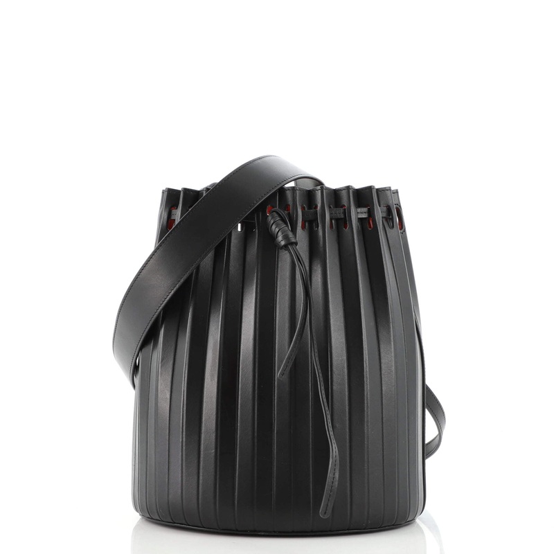 Pleated Bucket Bag Leather Large