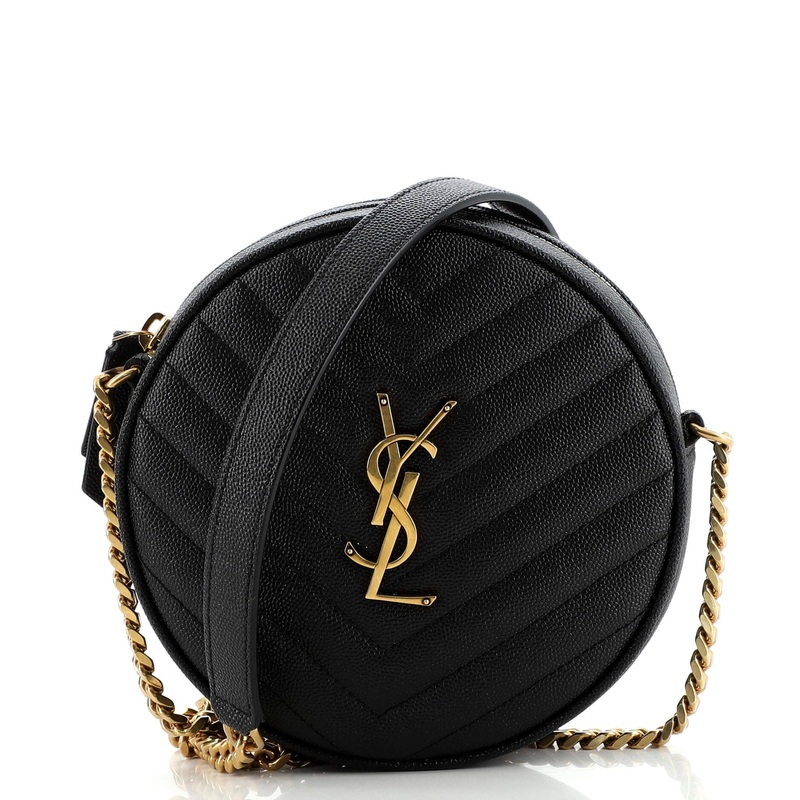 Vinyle Round Camera Bag Matelasse Chevron Leather S744817034697