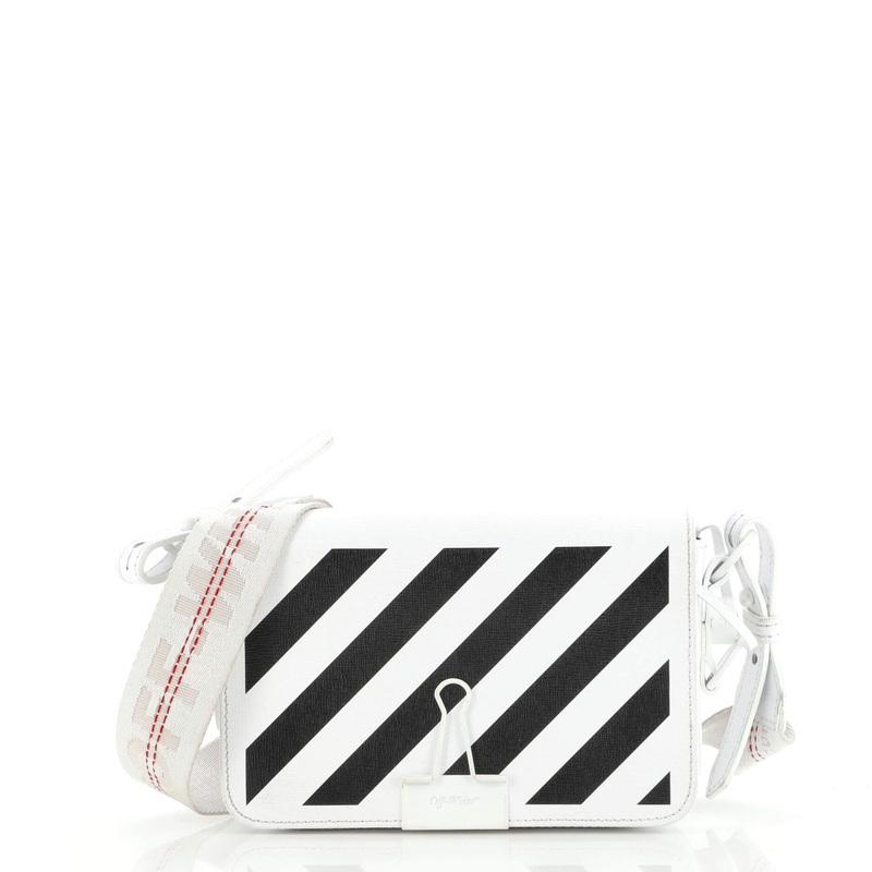 Binder Clip Flap Bag Striped Leather Small S744817032342