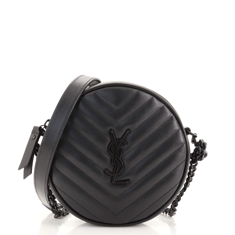Vinyle Round Camera Bag Matelasse Chevron Leather S744817027702