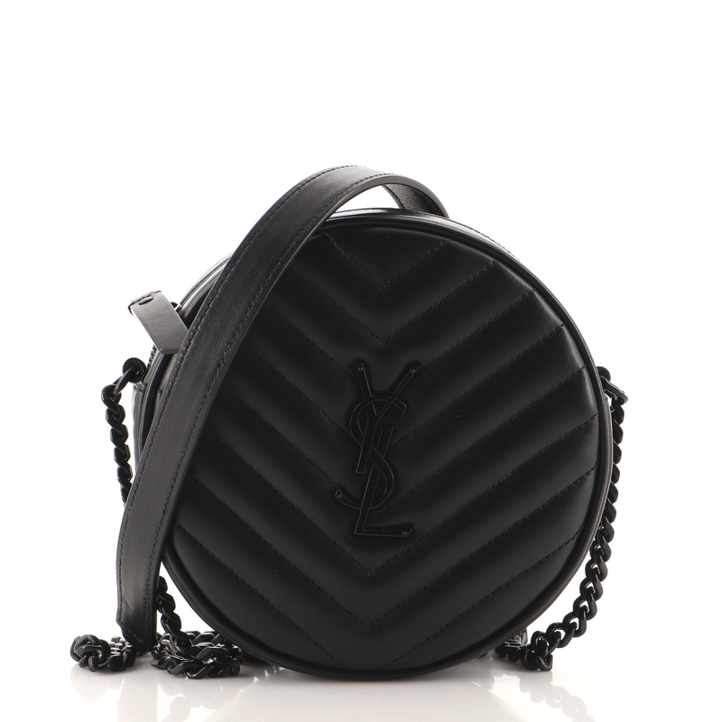 Vinyle Round Camera Bag Matelasse Chevron Leather S744817029909
