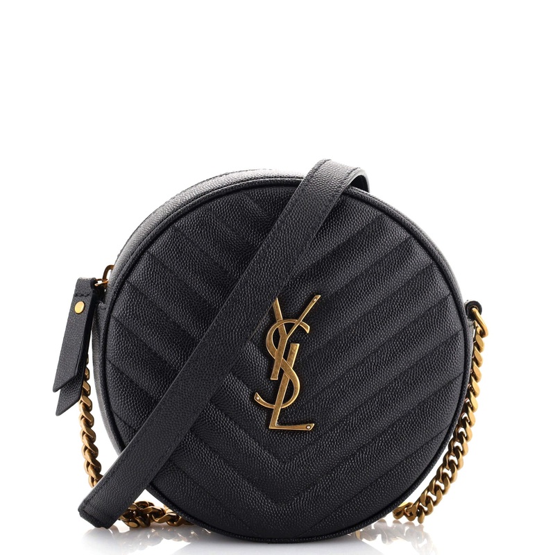 Vinyle Round Camera Bag Matelasse Chevron Leather S744817024639