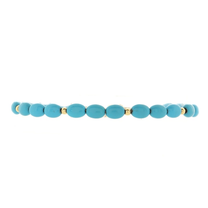 Bijoux Bead Bracelet 18K Yellow Gold and Reconstituted Turquoise