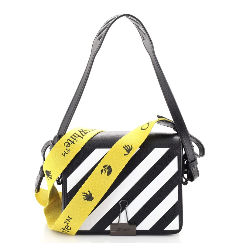 Binder Clip Flap Bag Striped Leather Small S744817016170