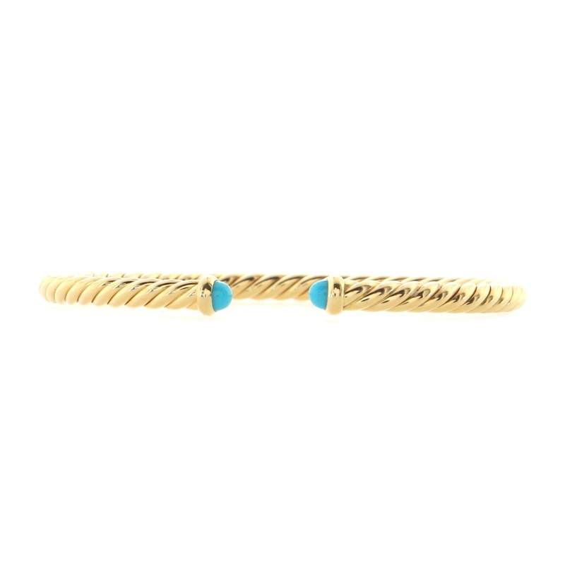 Cable Spira Bracelet 18K Yellow Gold with Turquoise 4mm
