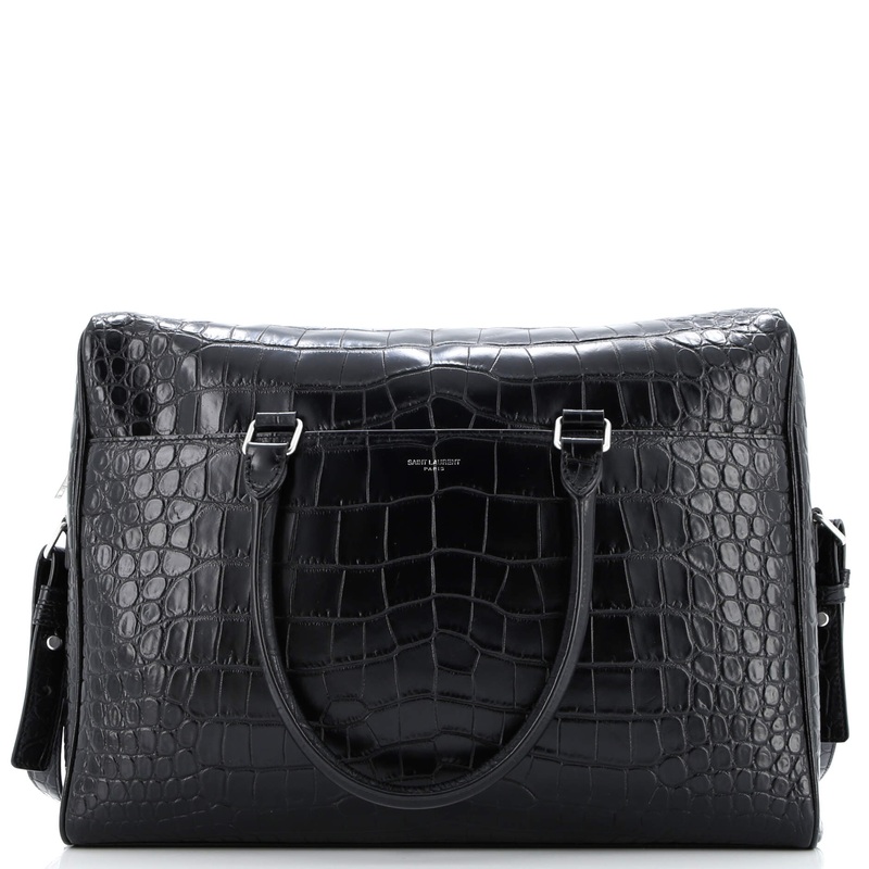 Duffle Briefcase Crocodile Embossed Leather