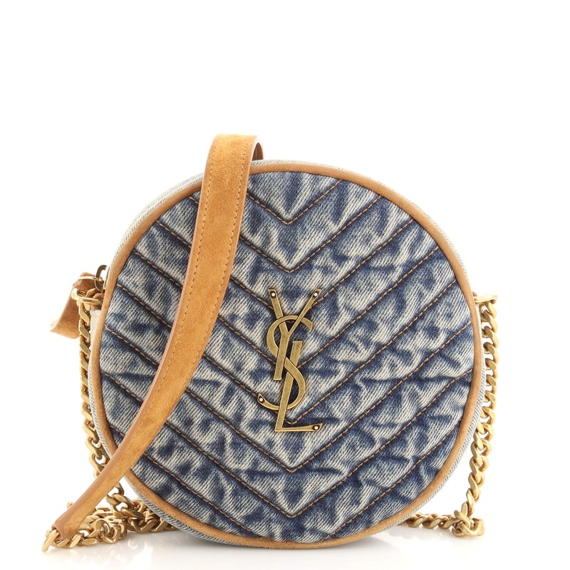 Vinyle Round Camera Bag Matelasse Chevron Denim S744817019892