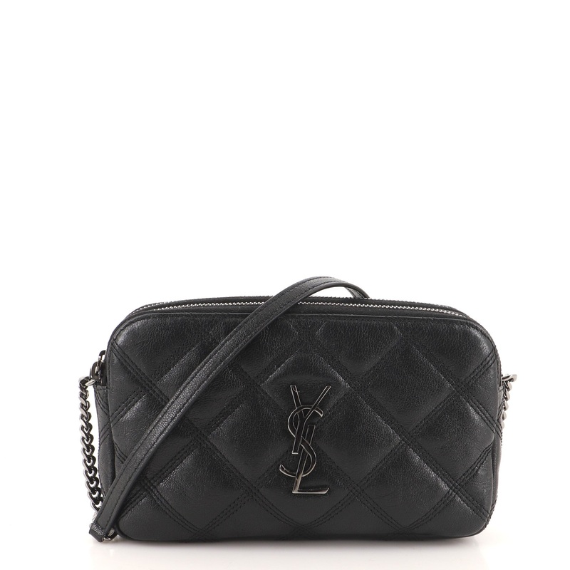 Becky Double Zip Crossbody Pouch Quilted Leather Mini S744817012215