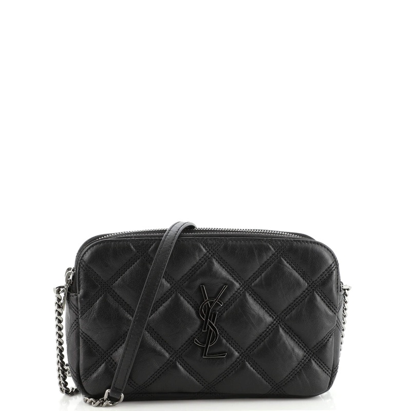 Becky Double Zip Crossbody Pouch Quilted Leather Mini S744817014689