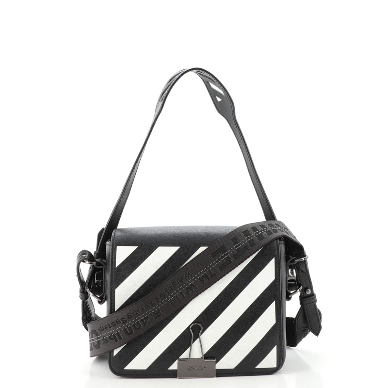 Binder Clip Flap Bag Striped Leather Small S744817010559