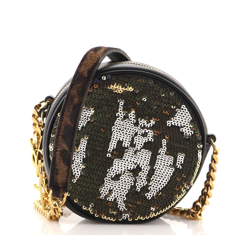 Bubble Chain Crossbody Bag Sequin and Printed Leather Small
