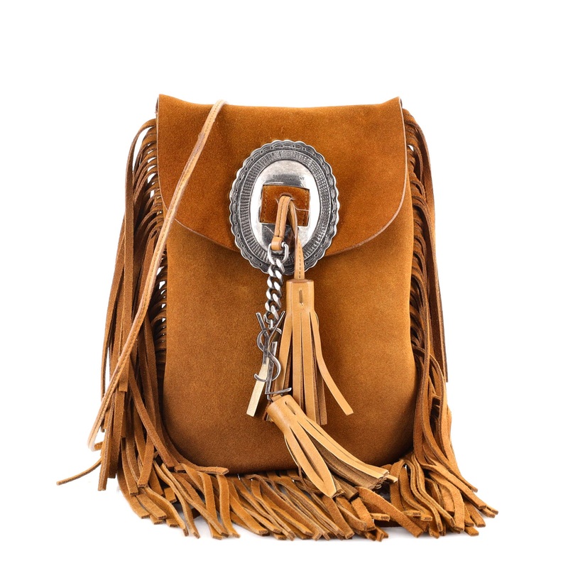 Anita Flat Fringe Crossbody Bag Suede S744817007670